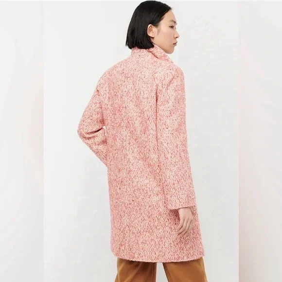 J.Crew Nalya Italian Tweed Lady Coat Peach Pink Wool Blend Topcoat Size 4 - Picture 3 of 15